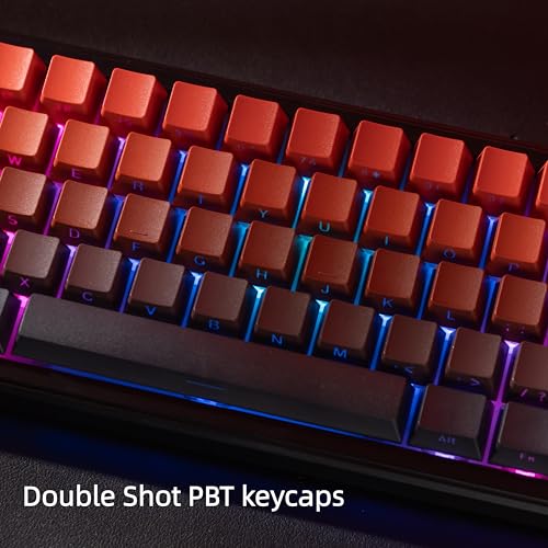 Image of dagaladoo Shine Through keycaps Set,Double Shot PBT keycaps Gradient | Side Print keyboard keycaps,OEM Profile custom Key caps for Mechanical Keyboards 60% 65% 75% 100% TKL Layout,Red /Black