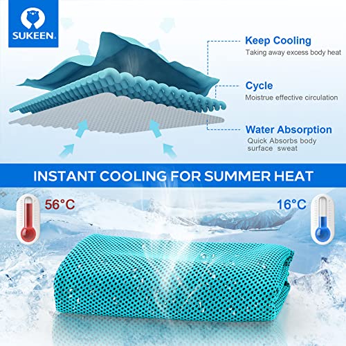 Image of Sukeen 4 Pack Cooling Towels (40 inchx12 inch),Ice Towel,Soft Breathable Chilly Towel,Microfiber Towel for Yoga,Sport,Running,Gym,Workout,Camping,Fitness,Workout & More Activities