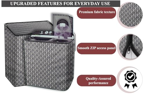 Image of The Furnishing Tree Polyester Waterproof Semi Automatic Washing Machine Cover Suitable for LG 6 Kg, Dimension DxWxH In Cms: ( 49.5x80x89 ), Basketweave Pattern Grey