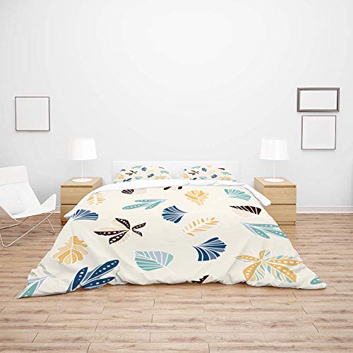 Housse de couette et taies d'oreiller feuilles pour chambre double