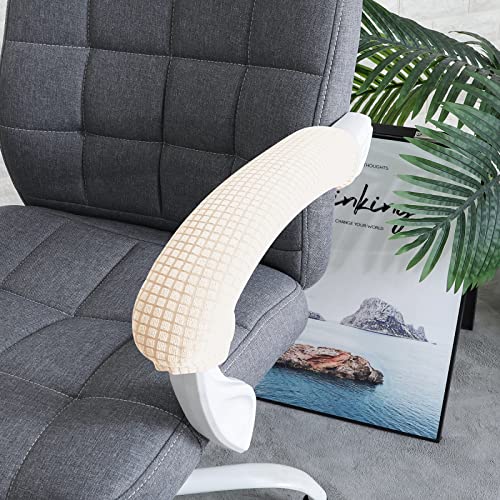 Image of FORCHEER Office Chair Armrest Cover Stretchable Water Resistant Spandex Stretch Jacquard Computer Office Chair Arm Pad Covers Chair Slipcover for Desk Chairs Arm 2P-Beige