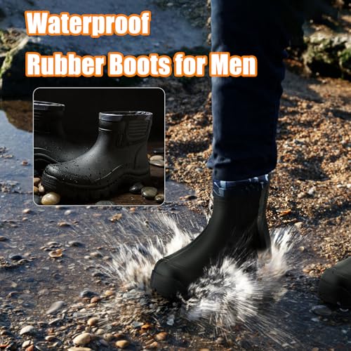 Gets Rain Boots for Mens Waterproof Light Rubber Ankle Boots for All Type of Weather3