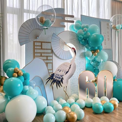 Image of Voircoloria 90pack Teal Balloons Different Size 18 /12 /10 /5 Inch Teal Balloon Garland Arch Kit for Graduation, Wedding, Birthday, Baby Shower, Anniversary Party Decorations