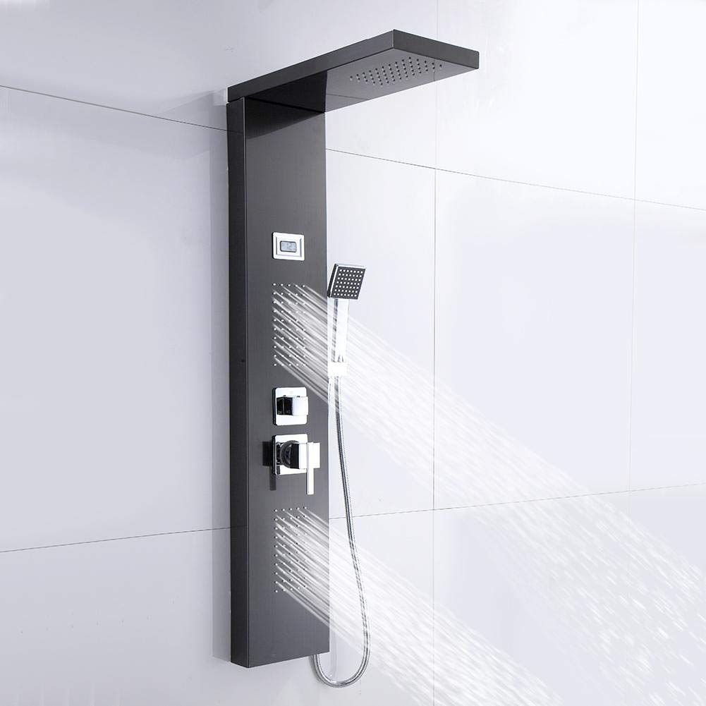 Panel prysznicowy kolumna kolumna ze stali nierdzewnej 304, system prysznicowy z 3 wylotem wody, wyświetlacz LCD, termostatyczny system wodny, nowoczesny design