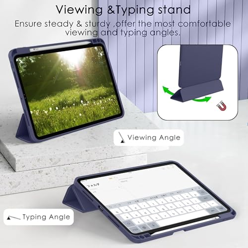 Image of TechTrendz for iPad Pro 13 Inch Case M5 /M4 (2025 /2024) with Pencil Holder, Smart Cover with Protective Trifold Stand, Auto Wake /Sleep, Support Pencil Pro, Blue