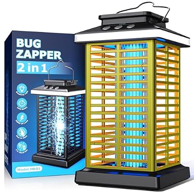 Bug Zapper Outdoor, Mosquito Zapper 2 in 1 Portable & Rechargeable Bug Zapper Outdoor with 5000mAh Battery & LED Night Light, 4000V Electric Fly Zapper for Outside,Patio,Backyard,Garden Yellow