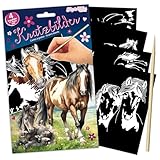 TapirElla Kratzbilder – Kreatives Mal- und Bastelset für Kinder – 4 Motive Pferde - Magische Regenbogen-Effekte – DIY Kratzpapier - Holzstift – Kratzblock - Geschenk Idee von Lutz Mauder