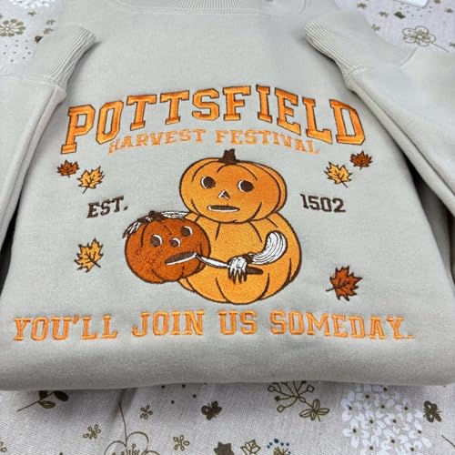 Embroidered Sweatshirt for Pottsfield Harvest Festival - Fit for The Garden Wall Halloween Shirt,Pumpkin Carver Halloween Crewneck,Spooky Fall Festival Pullover,Vintage Autumn Aesthetic Sweatshirt2