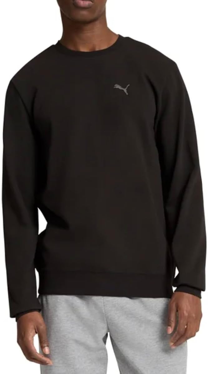 Puma Men's Long Sleeve Textured Crew Pullover Sweatshirt (US, Alpha, X-Large, Regular, Regular, Black)