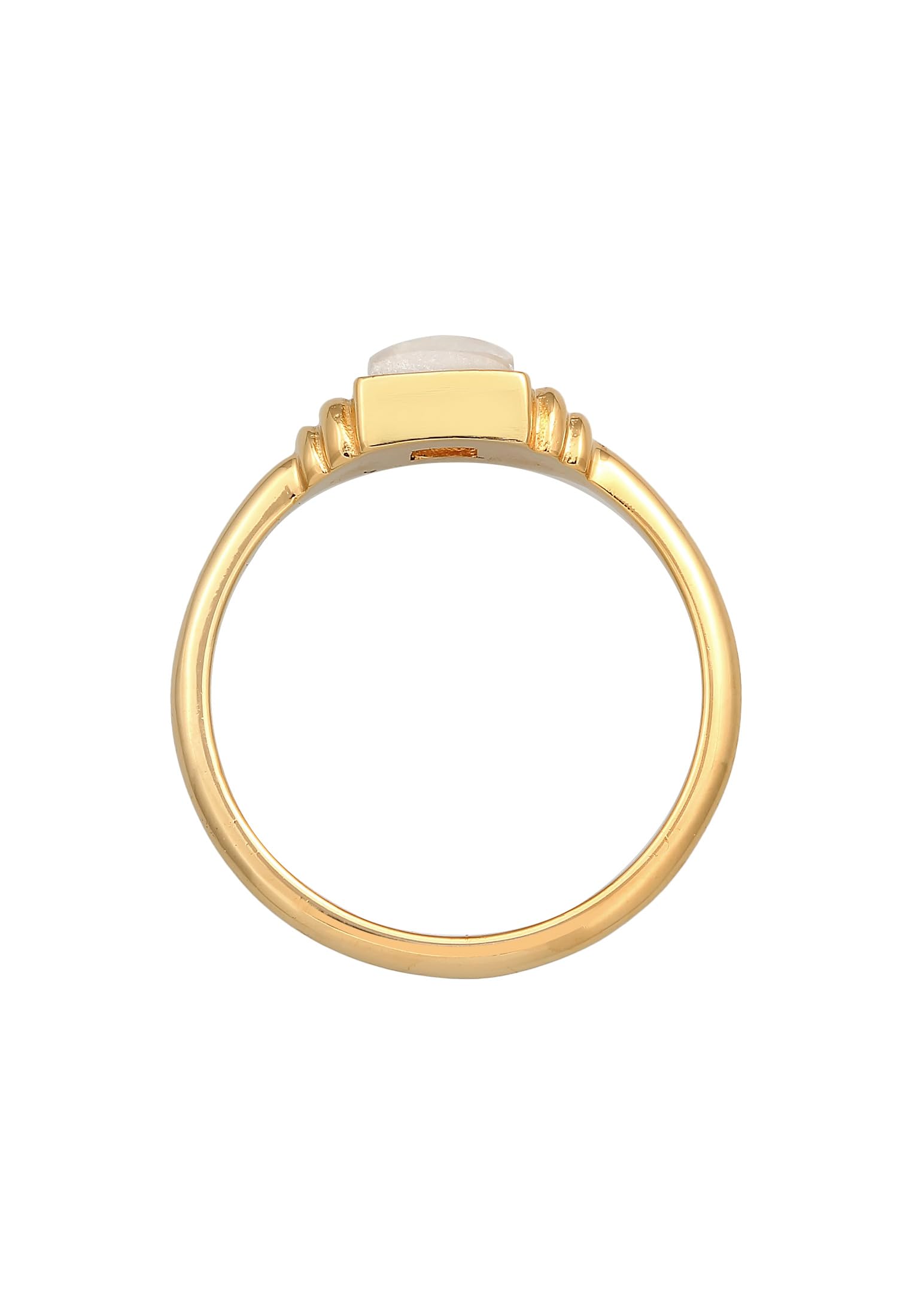 Elli Ring Damen Quadrat Vintage mit Mondstein 925 Sterling Silber Vergoldet