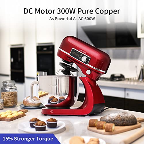 Stand-Mixer-63-QT-12-Speeds-300W-DC-Motor-Planetary-Action-Digital-Timer-with-Stainless-Steel-Mixing-Bow-Dough-Hook-Flat-Beater-Whisk-and-Splash-Guard-Red