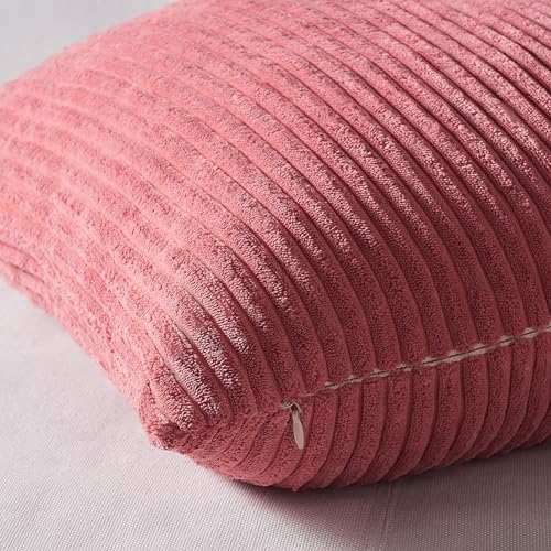 Image of Topfinel Pink Throw Pillow Covers 16x16 Inch Set of 4,Soft Farmhouse Corduroy Decorative Cushion Cover,Square Cute Pillow Case for Gril's Bedroom Couch Sofa Living Room,Spring Series Home Decor