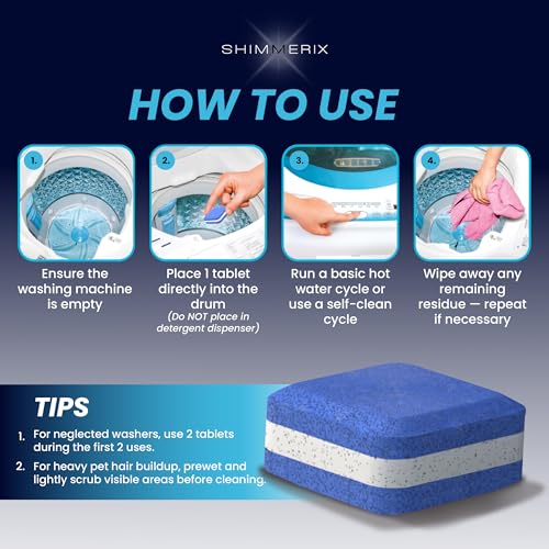 washing machine cleaner tablets for pet owners - front amp top load washer deep cleaning - septic tank safe - he support - remove stubborn pet hair - eliminates pet smells - prevents pet dander build