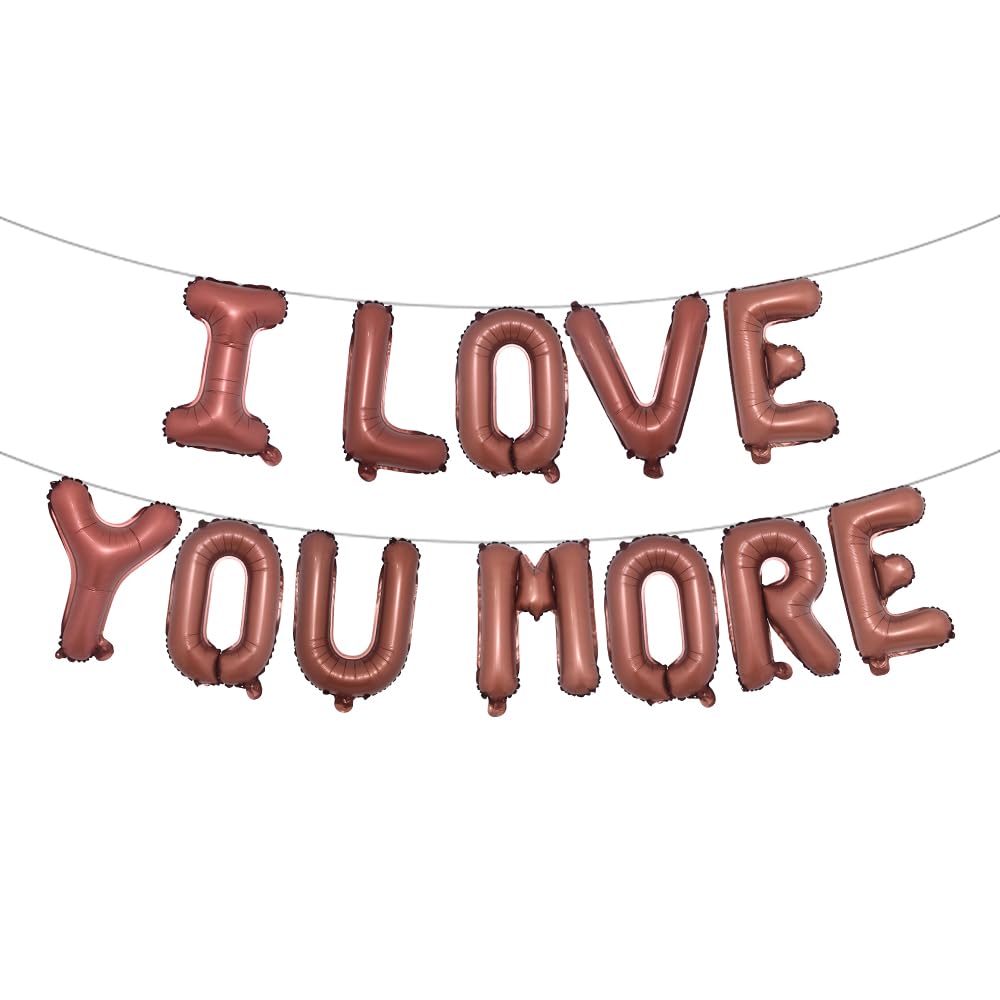 16 Inch I LOVE YOU MORE Alphabet Letters Foil Balloons Set for Valentines Day,Propose Marriage,Wedding Party,Anniversary Backdrop Party Supplies for