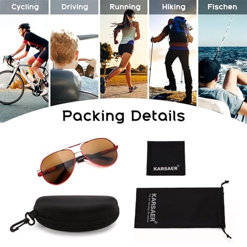 Image of Karsaer Polarized Aviator Sunglasses for Men Stylish 100% UV 400 Protected Metal Frame Style Classic Pilot Women Glasses E1376