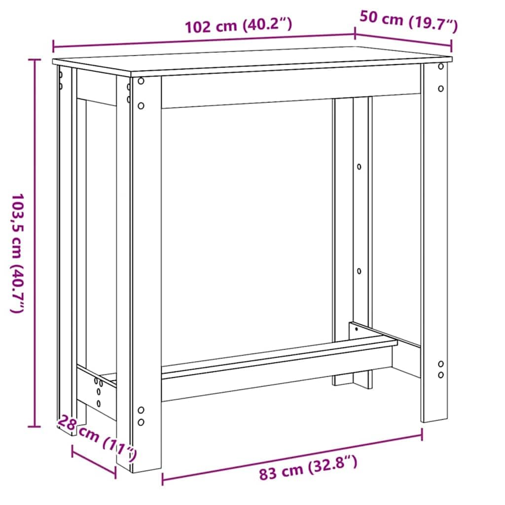 vidaXL Bartisch Schwarz Eichen-Optik 102 x 50 x 103,5 cm Holzwerkstoff, Esszimmer, rechteckiger moderner Bartisch, hoch, schickes Zentrum, aus Holz für Dein Zuhause
