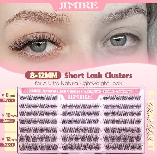 Image of Natural Lash Clusters Wispy 8-12MM Short Eyelash Clusters Wispy Lashes Clusters with Clear Band C-Curly Cluster Eyelash Extensions 120Pcs DIY Lash Extensions at Home by JIMIRE