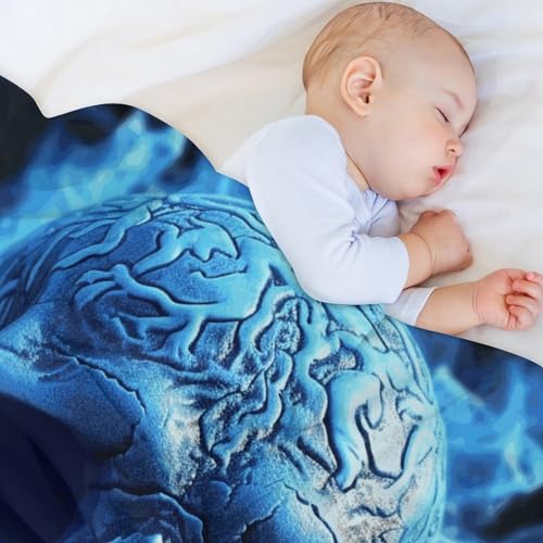 Couverture micro polaire tête de mort bleue 178x203cm grande taille - 6
