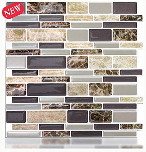Peel and Stick Kitchen Backsplash - 12" x 12" Premium Tile Backsplash 3D Wall Tiles(1 Sheet)