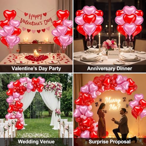 Snapklik.com : 28 Pcs Valentines Day Heart Shaped Foil Balloons, 18 ...