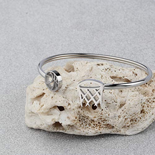 Chooro Silver Basketball Rim And Net Bracelet Bangle Basketball Jewelry Gift For Basketball Lovers School Team Sport Gift (Silver Basketball Bracelet) #TOP5