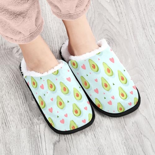 Avocado Cartoon Heart Pink Slippers For Women Men Soft Memory Foam Non-Slip Fruit Winter Indoor House Shoes Travel Slipper4