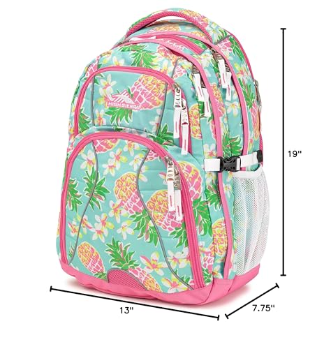 Image of High Sierra Swerve Laptop Backpack, Pineapple Party /Pink Lemonade /White, 19 x 13 x 7.75-Inch