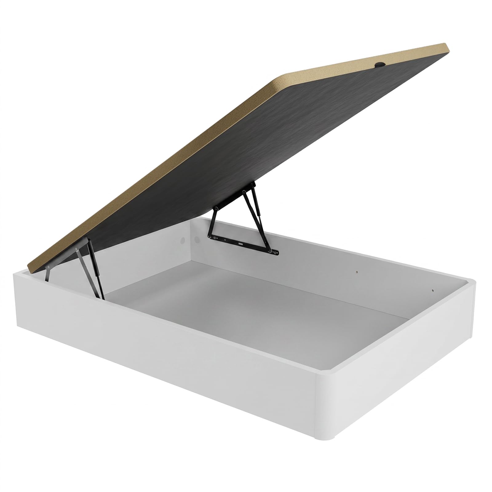 DUÉRMETE ONLINE - Canapé Abatible Blanco 135x190 cm, Gran Capacidad de Almacenaje, Estructura Súper Reforzada, Tapa 3D Transpirable, Incluye Subida a Domicilio