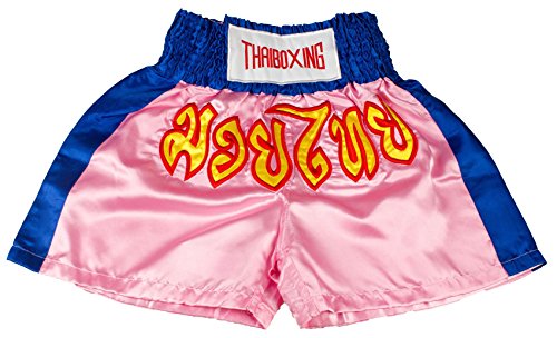 LOFBAZ Kid Muay Thai Boxing Shorts Pink & Blue XS