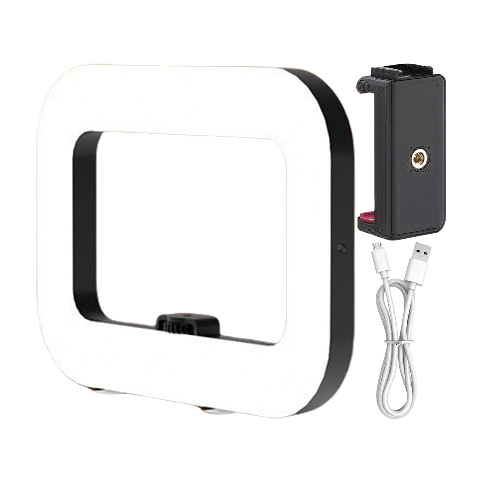 Lampa pierścieniowa LED Antywstrząsowa ergonomiczna ręczna kamera | Kwadratowy stabilizator wideo z lampą Wielofunkcyjny do streamingu makijażu w studio i plenerze słabe