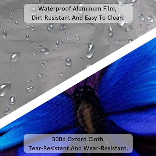 Large Beach Bag for Women, Blue Butterfly Daisy Flowers Painting Travel Tote with Pockets Waterproof Shoulder Handbag3