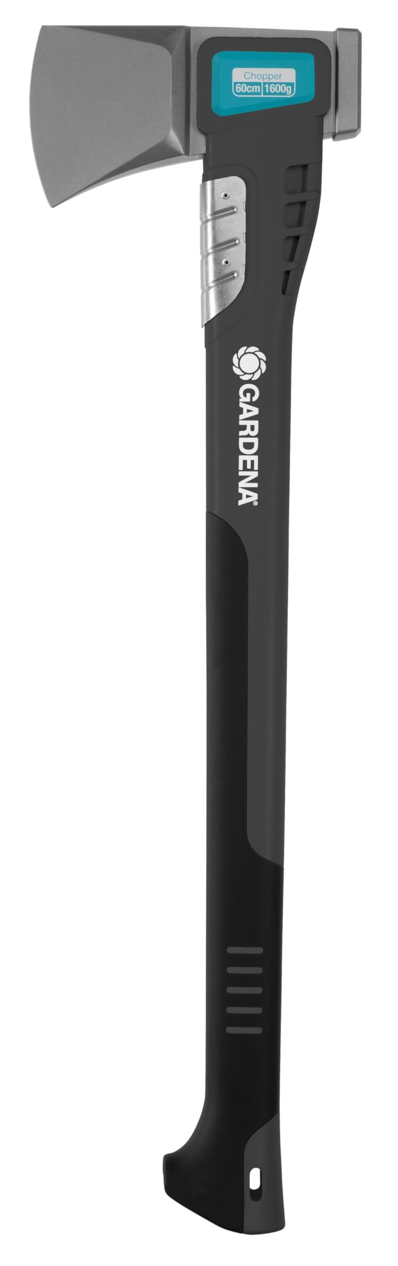 Gardena Ascia Spaccalegna 1600 S: Ascia Versatile per Diversi Lavori con Il Legno, Rivestimento Antiscivolo, Placca di Protezione in Acciaio Inox, Funzione Martello, 60 Cm (8718-48)