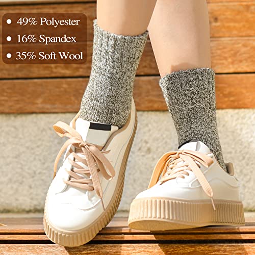 Image of Wool Socks for Women - Womens Wool Socks Winter Sock for men Warm Thick Knit Soft Vintage Casual Crew Sock