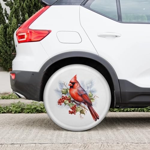 Image of Spare Tire Cover for RV Trailer, Cardinal Holly Tire Covers Universal Fit for Travel Trailer Camper Jeep RV SUV Truck Waterproof Wheel Cover (16 inch for Diameter 29 inch - 31 inch),A-1133