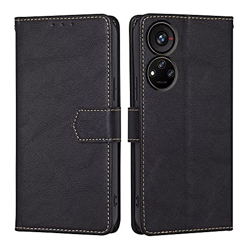 RankOne Funda Compatible con ZTE Blade V40s (6.67' Inches), Funda de Piel Tipo Folio Flip Protectora con Ranura para Tarjeta Carcasa - Negro