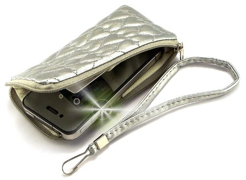 Étui Portefeuille rembourré en Simili Cuir avec dragonne pour téléphone Portable et Cartes de crédit avec Fermeture éclair et dragonne pour T-Mobile T349 Rouge pailleté