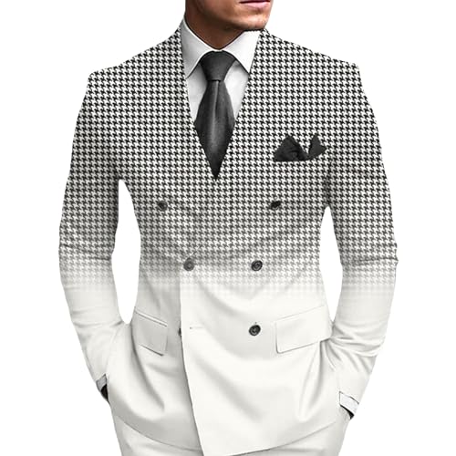 Printed Button Double Breasted Blazers for Men Fashion Slim Fit Sport Coats Banquet Versatile Business Suit Jacket