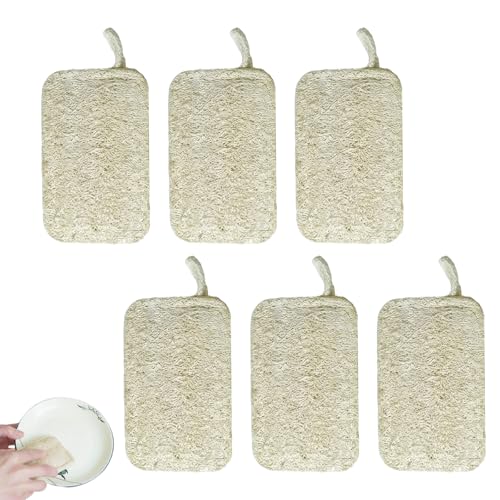 ZYEKIU 6 Piezas Estropajo de Lufa Natural Cocina Estropajo Ecologico Esponja Exfoliante Esponja de Limpieza Bio de Cocina de Lavar Platos Biodegradable EcológicaReutilizable y Sostenible