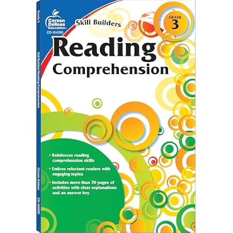 Carson Dellosa Skill Builders 3rd Grade Reading Comprehension Workbook, Reading Comprehension 3rd Grade Activities and Passages, Reproducible 3rd Grade Workbooks Cover