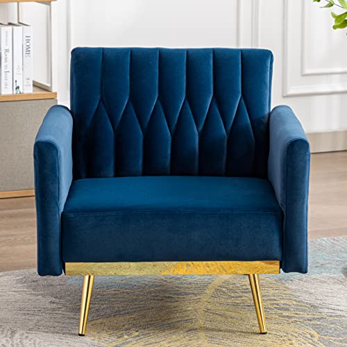 Paddie Modern Velvet Single Sofa Chair With Ottoman, Accent Living Room Chairs With Adjustable Armrests, Upholstered Tufted Lounge Chair For Home, Bedroom, Office #TOP2