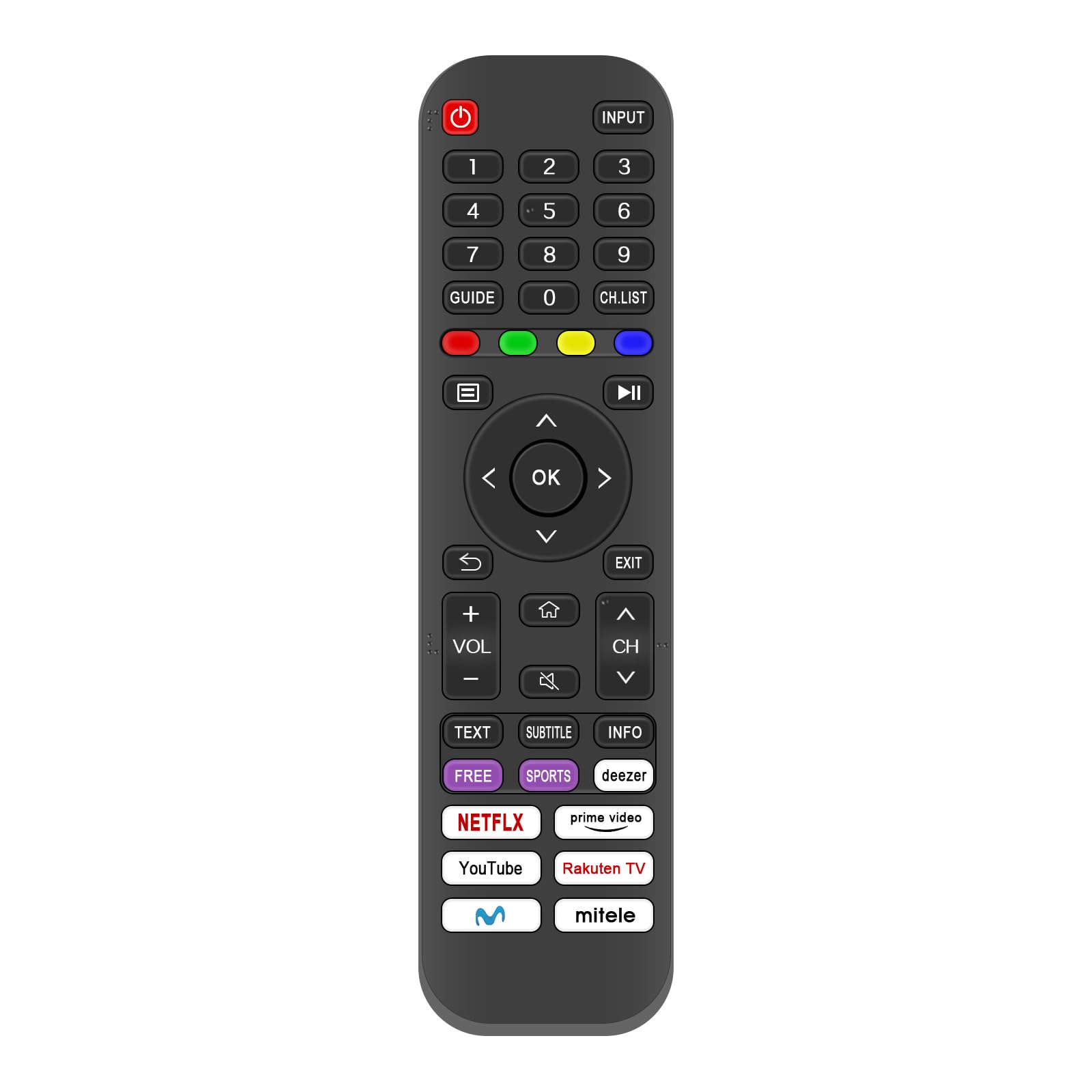 Télécommande Hisense EN2AK30H de remplacement pour Smart TV 40A35EEVS