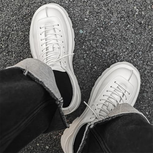 Men's Leather Platform Oxfords Lace Up Non-Slip Lug Sole Dress Shoes Comfort Chunky Heel Heightening Leisure Shoes2
