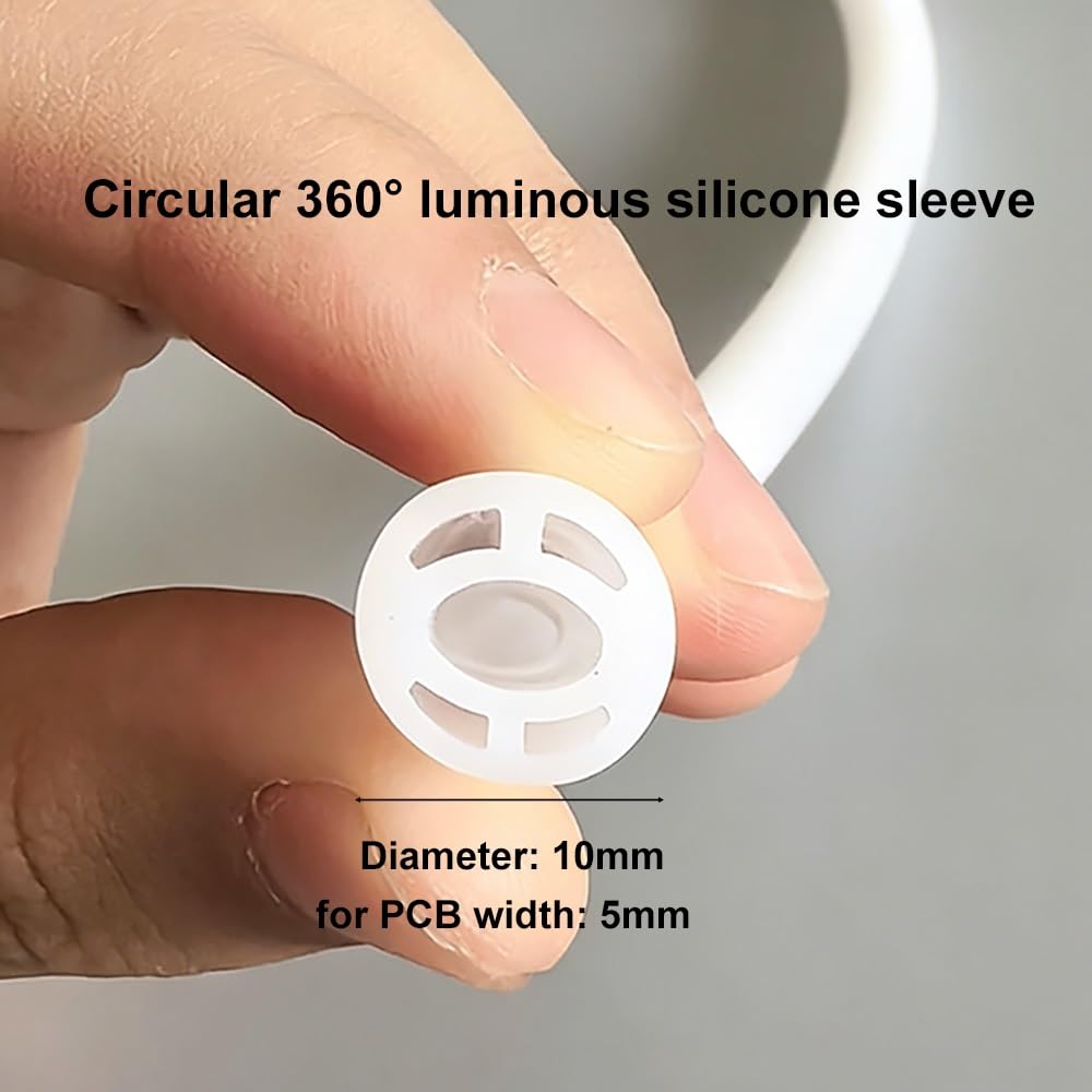1 szt. Silikonowa taśma neonowa, 1M wodoodporna silikonowa osłona rury neonowej, okrągły dyfuzor taśmy LED świecący 360°(R10 For 5mm PCB)