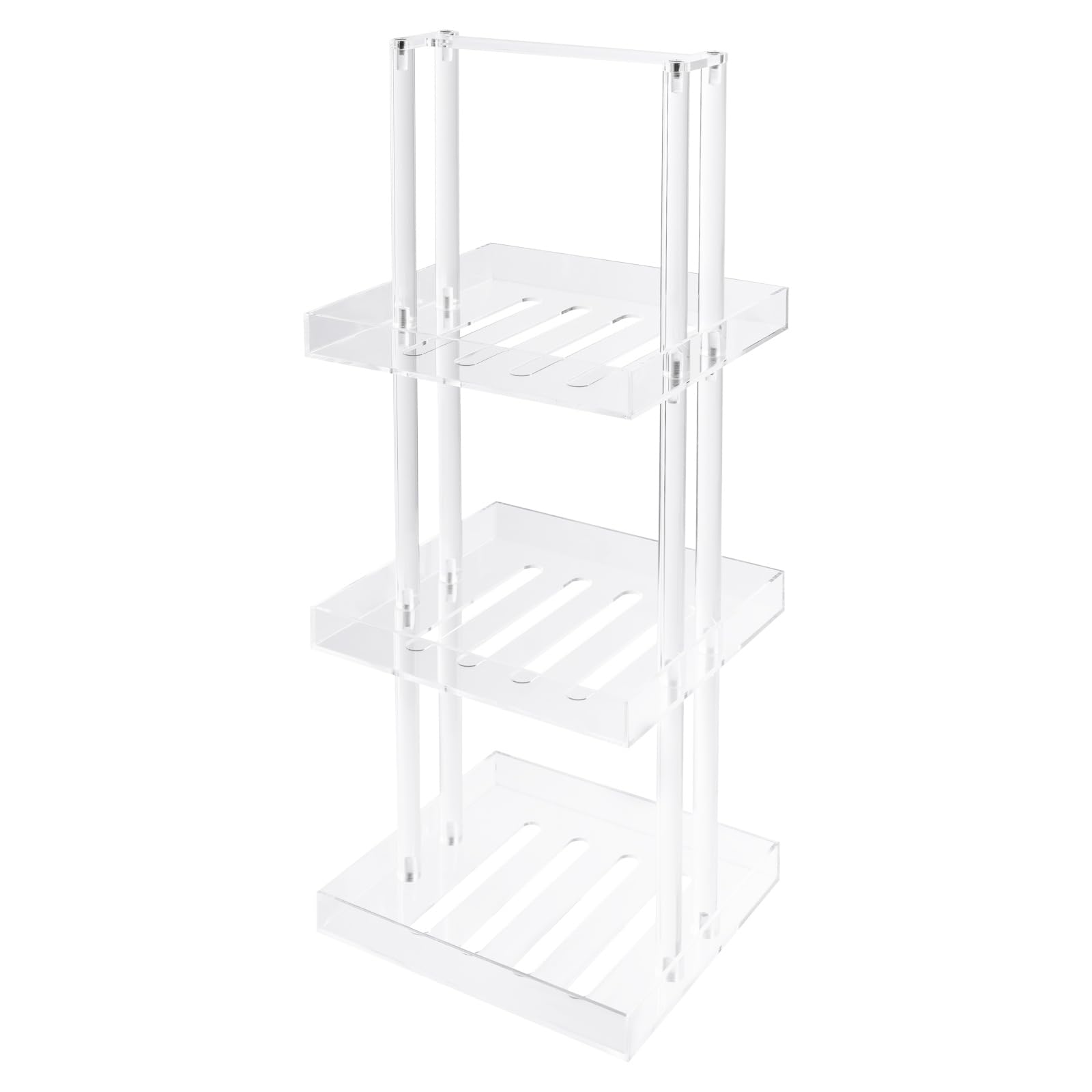 BILPIKOGoo Acrylic Standing Shower Caddy - 3 Tier Clear Shower Organizer Stand with Handle - 11 L x