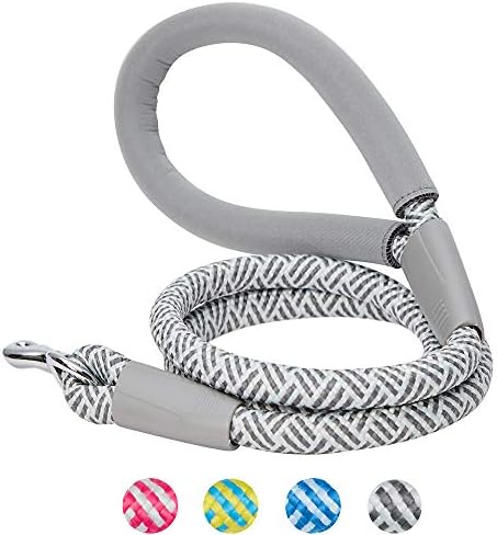 Amazon Brand - Umi Durable Diagonal Striped Dog Rope Lead in Blue & Bright Yellow with Comfy Neoprene Handle, 120 cm, Strong Leads for Dogs