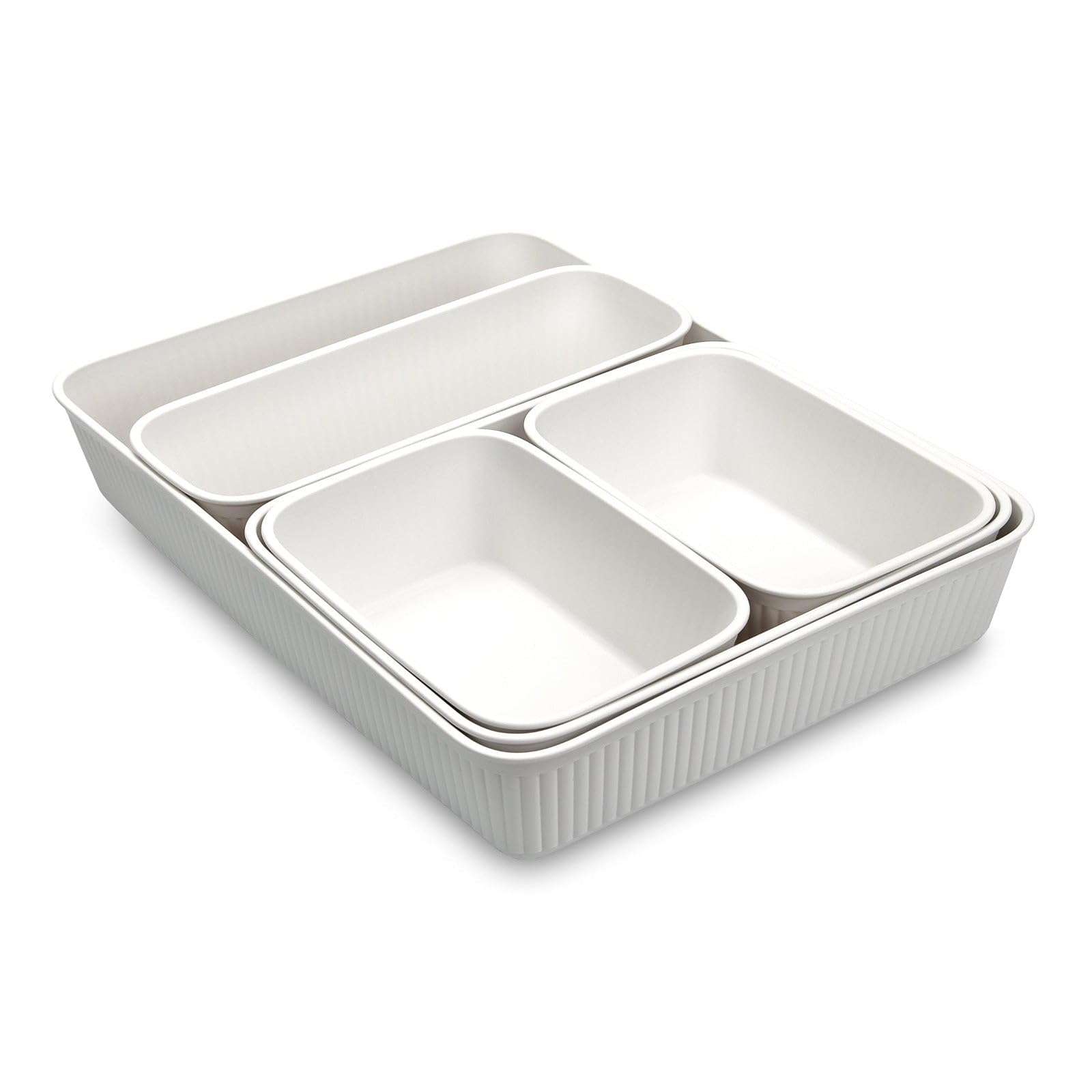Tatay Caja Organizadora A4 Baobab | Cesta Almacenaje Plastico | Diseño Elegante Funcional | Orden Hogar y Oficina | Plástico Reciclado Libre de BPA | 24,7x33,6x5,6 cm, Blanco