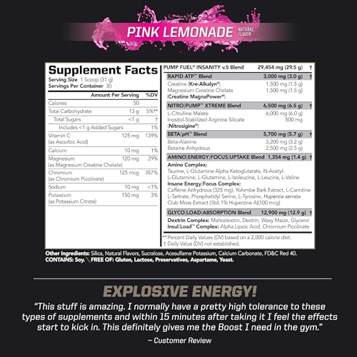image for PMD Sports Ultra Pump Fuel Insanity - Pre Workout Drink Mix for Energy