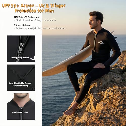 SBART 1.5mm Camiseta de Neopreno para Hombre con Cremallera Frontal y Protección UPF 50+ miniatura 5