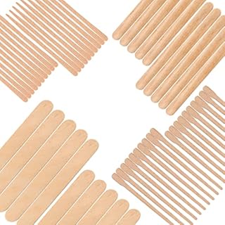 DecBlue 300 Pcs Wooden Wax Sticks 4 Styles Wood Waxing Spatulas Applicators Hair Removal S M L Sizes for Body Legs Facial or Wood Craft Sticks (300Pcs)