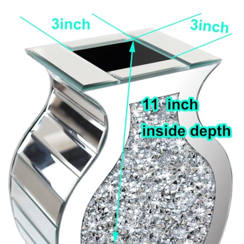Crushed Diamond Mirror Vase Crystal Silver Glass Stunning Decorative Vase Flower Luxury for Home Décor. Can’t Hold Water. - Image 5